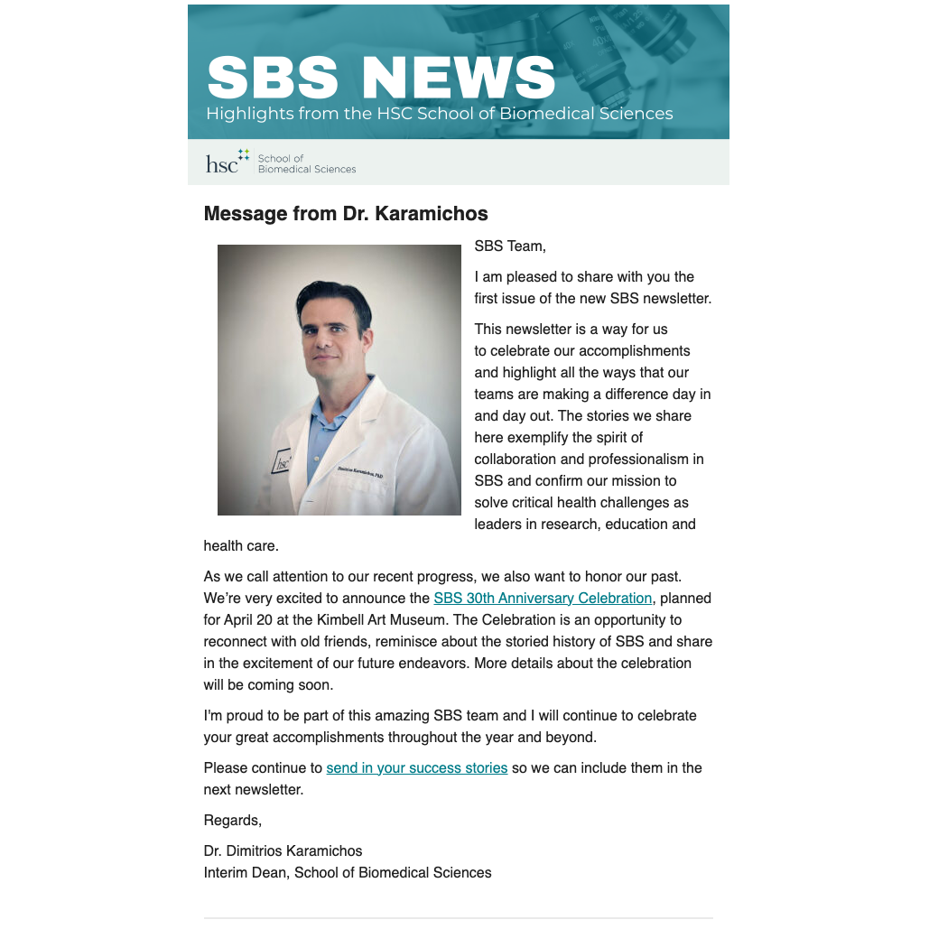 SBS Newsletter Screenshot